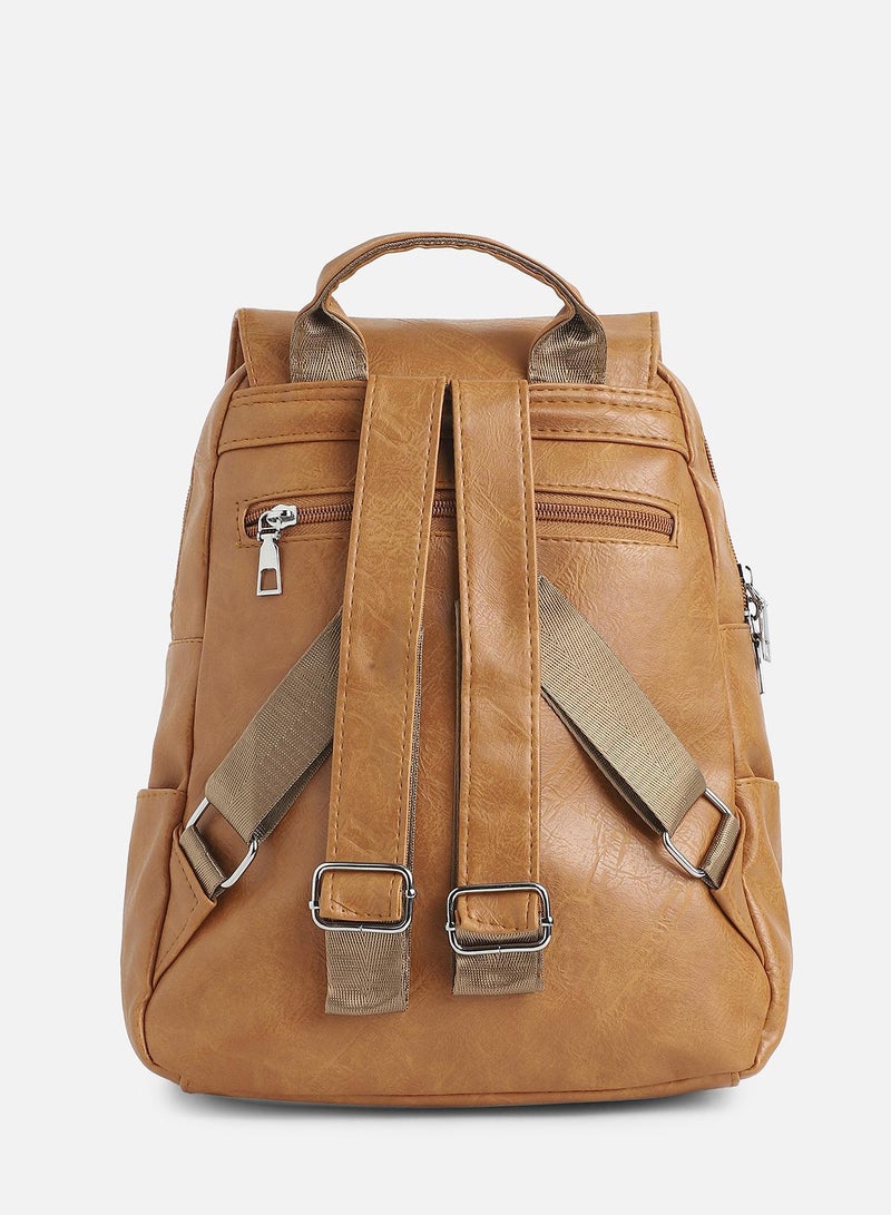 Haute Sauce Haute Sauce Women's The Double Tassel Backpack For Casual Wear | Tan Brown Colour | One-Size | Zipper Closure | Solid Pattern | Vegan Leather Material | Backpack For Woman & Girls  - Image 5