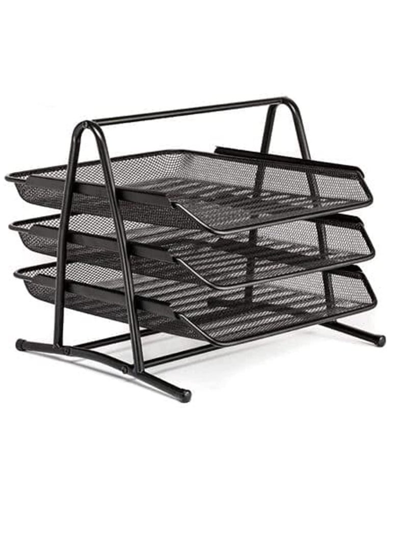 ELTRAZONE Hi-Range Desk Deposit Tray 3 Layer A4 Metal tray Office Desk Organiser Paper office Mesh Document Basket File Paper Tray Letter Organiser Holder Desktop Accessories - Image 1