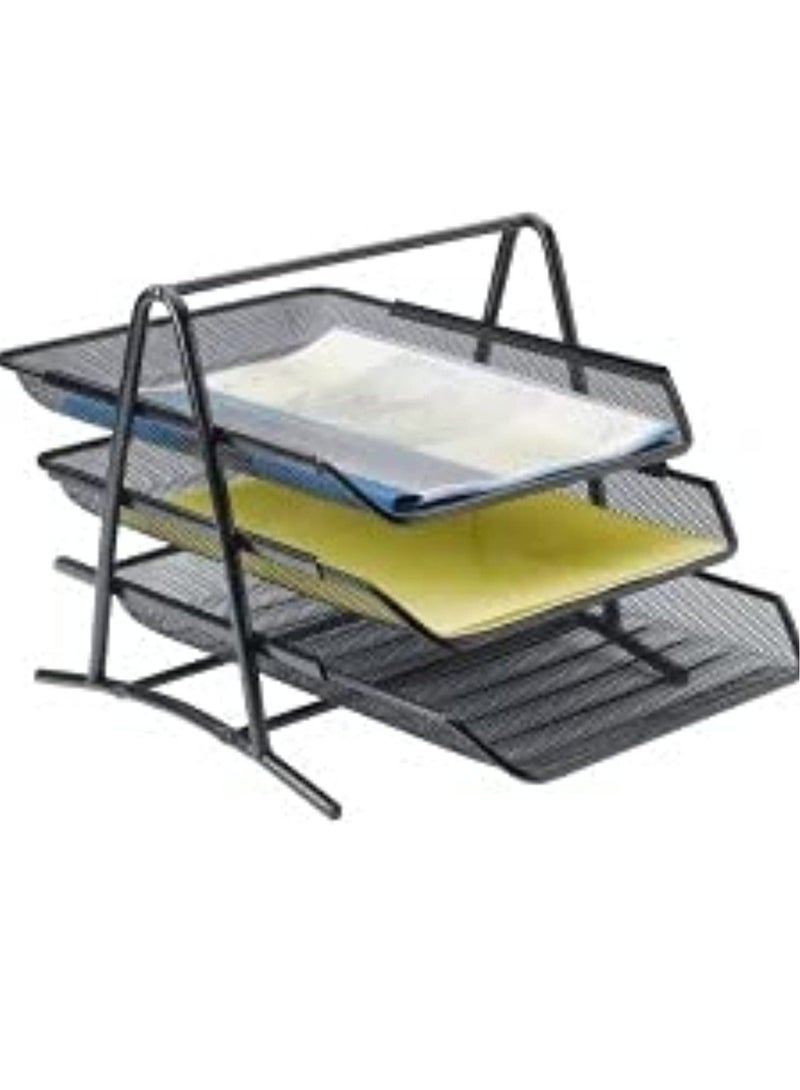 ELTRAZONE Hi-Range Desk Deposit Tray 3 Layer A4 Metal tray Office Desk Organiser Paper office Mesh Document Basket File Paper Tray Letter Organiser Holder Desktop Accessories - Image 2