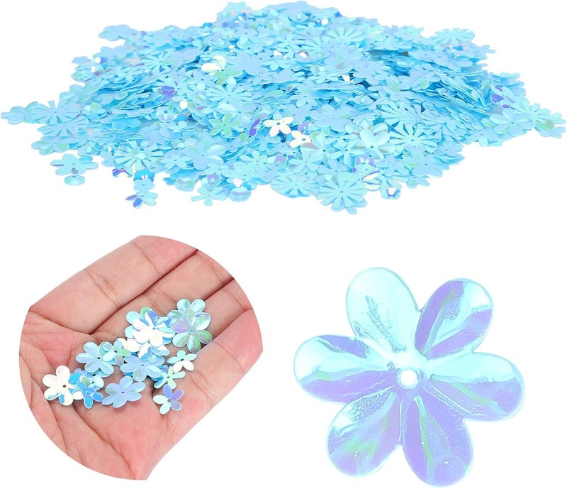 Zopsc Confetti Flower Shaped Glitter Sequins Spangles, Party Sprinkle Decoration, Colorful Pink Confetti for Wedding Celebration Supplies (Blue Colorful) - Image 2