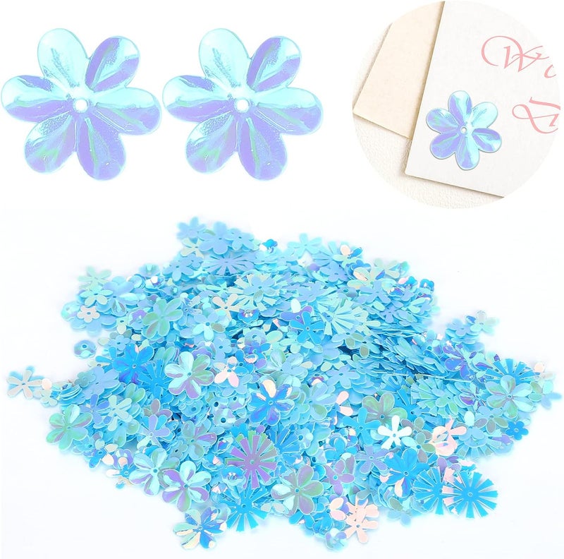 Zopsc Confetti Flower Shaped Glitter Sequins Spangles, Party Sprinkle Decoration, Colorful Pink Confetti for Wedding Celebration Supplies (Blue Colorful) - Image 4