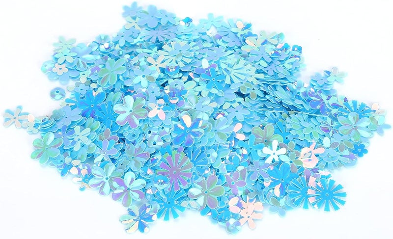 Zopsc Confetti Flower Shaped Glitter Sequins Spangles, Party Sprinkle Decoration, Colorful Pink Confetti for Wedding Celebration Supplies (Blue Colorful) - Image 1