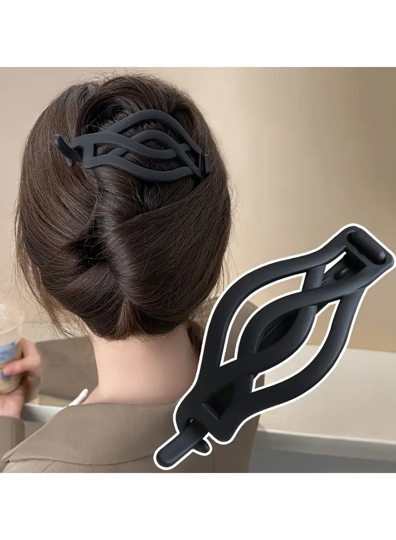 Goolsky [Popular Choice] 4pcs Set Elegant Frosted Hair Clips - Large, Solid Color Twist Barrettes for Women & Girls - Perfect for Valentine's Day - Image 4