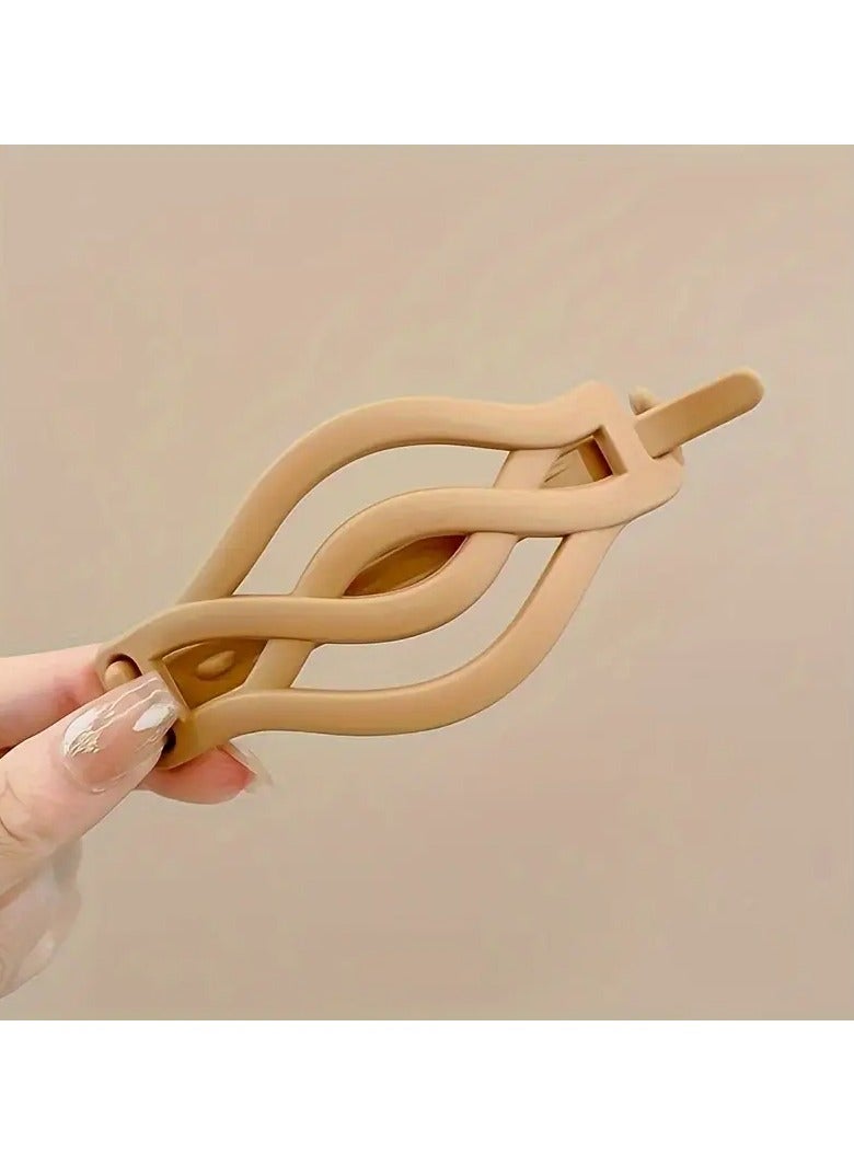 Goolsky [Popular Choice] 4pcs Set Elegant Frosted Hair Clips - Large, Solid Color Twist Barrettes for Women & Girls - Perfect for Valentine's Day - Image 5