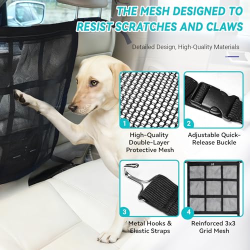 KINETOVOLTA Dog Car Barrier 2026 Upgrade, Double Layer Mesh with Zipper, Universal Car Dog Barrier for SUVs, Sedans & Trucks, 23x23 Inch, Breathable & Easy to Install - Image 4