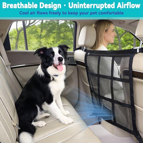 KINETOVOLTA Dog Car Barrier 2026 Upgrade, Double Layer Mesh with Zipper, Universal Car Dog Barrier for SUVs, Sedans & Trucks, 23x23 Inch, Breathable & Easy to Install - Image 3
