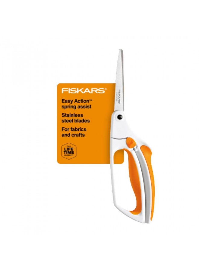 Fiskars Premier No. 8 Easy Action Scissors - 10" Spring Action Fabric and Craft Scissors - Arts and Crafts - Orange/White - Image 2