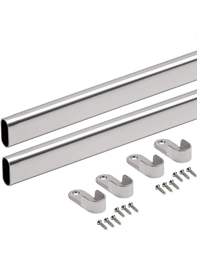 Royal Apex 95 Cm Wardrobe Bar Clothes Rod Closet And Cupboard Organizer Chromed Steel With Fittings Easy Installation Rail Coat Rack Wall Or Clothes Rail Pack Of 2  - Image 1
