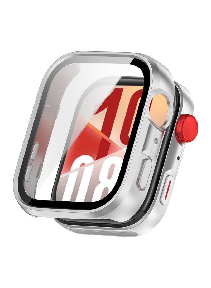 Case for Huawei Watch Fit 4,PC Shell Tempered Glass Integrated Design,Anti Fall and Scratch Resistant,High-definition and Transparent,Silver - Image 1