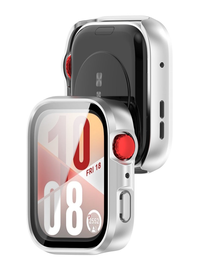 Case for Huawei Watch Fit 4,PC Shell Tempered Glass Integrated Design,Anti Fall and Scratch Resistant,High-definition and Transparent,Silver - Image 2