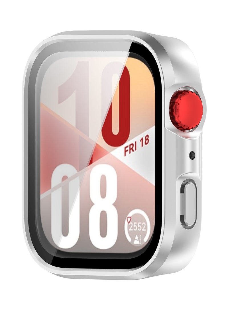 Case for Huawei Watch Fit 4,PC Shell Tempered Glass Integrated Design,Anti Fall and Scratch Resistant,High-definition and Transparent,Silver - Image 3