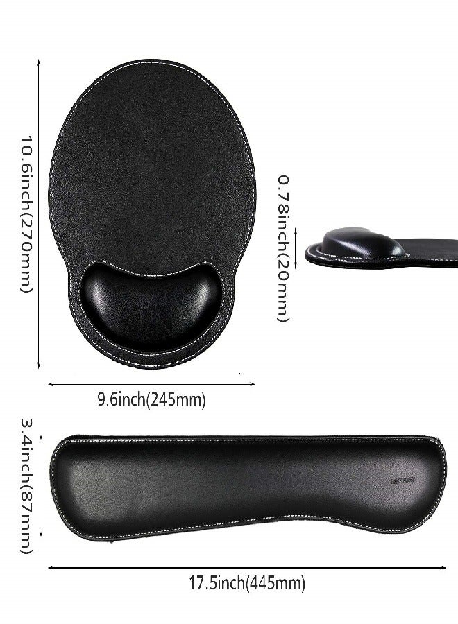 Ergonomic PU Leather Keyboard Wrist Rest and Mouse Pad with Wrist Support, Memory Foam Set for Computer/Laptop,Gaming and Office, Comfortable for Easy Typing & Pain Relief (PU Black) - Image 5