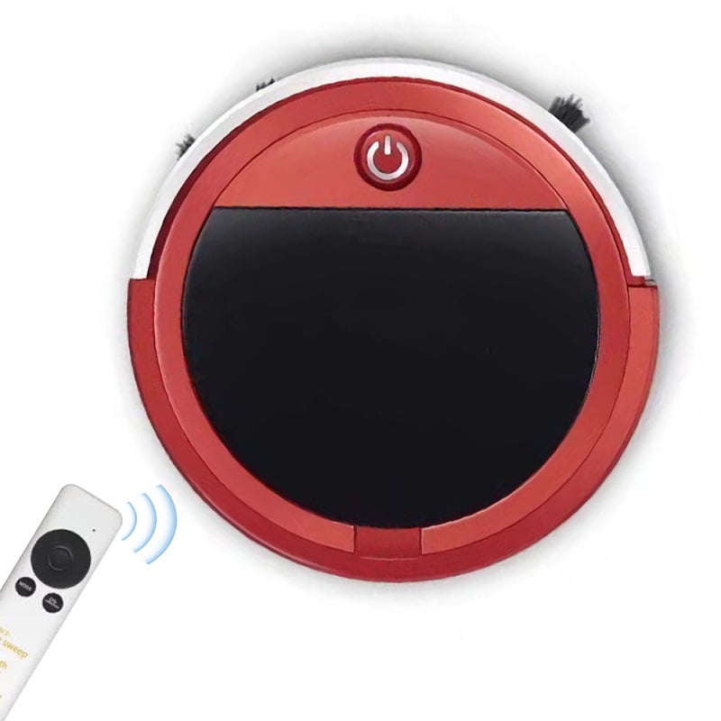 Smart Sweeping Robot Red 2000mAh Battery 60-90min Runtime UV Disinfection - Multiple Cleaning Modes APP Remote Control for Household Use - Image 1