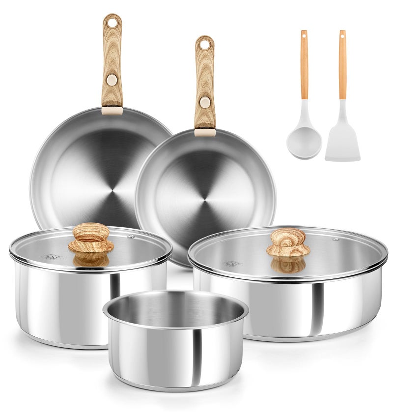 KOCH SYSTEME CS Stainless Steel Cookware Set, 18/10 Stainless Steel Pots and Pans Set 11PCS, Detachable Handle Pots and Pans for Easy Storage, Removable Handle Cooking Set, Induction Compatible - Image 1