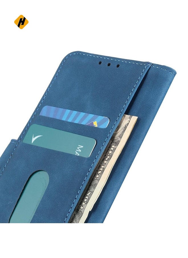 For Samsung Galaxy S22+ 5G KHAZNEH Retro Texture PU + TPU Horizontal Flip Leather Case with Holder & Card Slots & Wallet(Blue)
