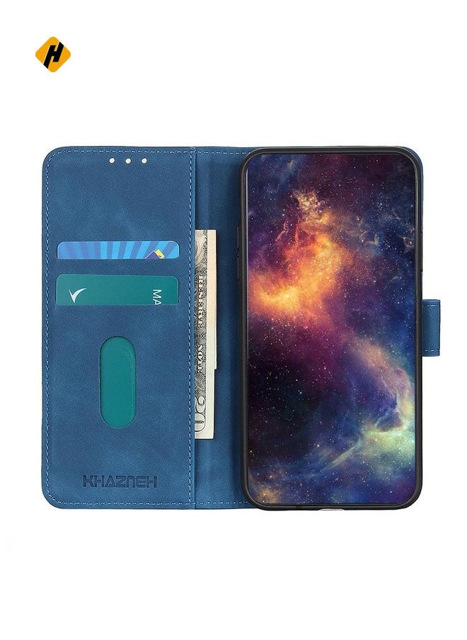 For Samsung Galaxy S22+ 5G KHAZNEH Retro Texture PU + TPU Horizontal Flip Leather Case with Holder & Card Slots & Wallet(Blue)