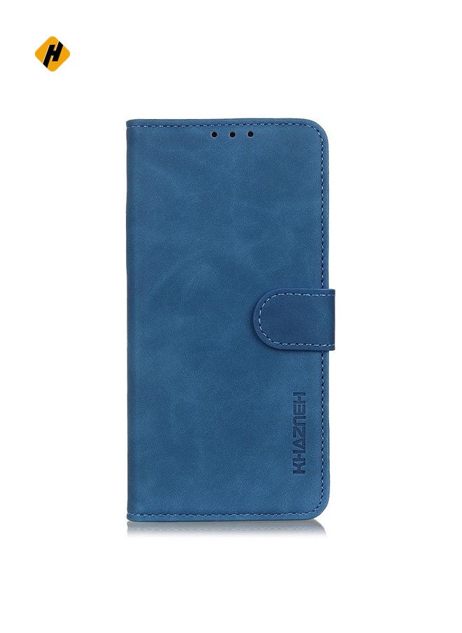 For Samsung Galaxy S22+ 5G KHAZNEH Retro Texture PU + TPU Horizontal Flip Leather Case with Holder & Card Slots & Wallet(Blue)