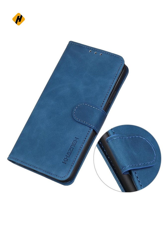 For Samsung Galaxy S22+ 5G KHAZNEH Retro Texture PU + TPU Horizontal Flip Leather Case with Holder & Card Slots & Wallet(Blue)