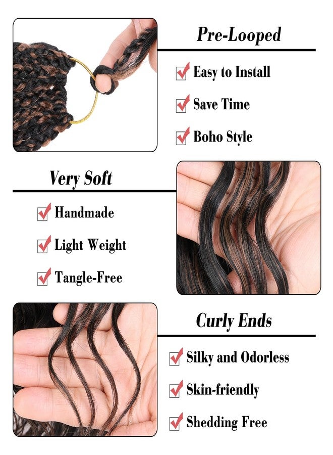 Leeven Pre Looped Ocean Wave Crochet Hair 10 Inch 8 Packs Short Curly Crochet Hair Black Mix Brown Boho Ocean Braids Pre Twisted Synthetic Deep Wavy Crochet Hair for Women - Image 5