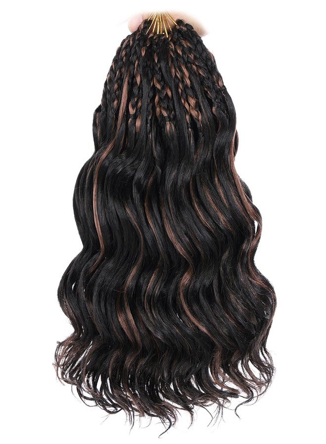 Leeven Pre Looped Ocean Wave Crochet Hair 10 Inch 8 Packs Short Curly Crochet Hair Black Mix Brown Boho Ocean Braids Pre Twisted Synthetic Deep Wavy Crochet Hair for Women - Image 2