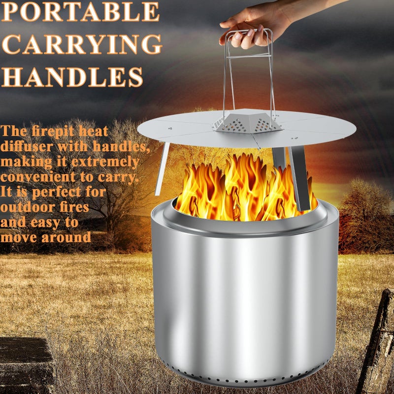 BQMAX FirePit Heat Deflector for Solo Stove Yukon 27", Portable Heat Diffuser with Carrying Handles for Solo Stove Yukon, 27 Inch Stainless Steel Heat Deflector for Solo Stove Yukon Accessory - Image 2