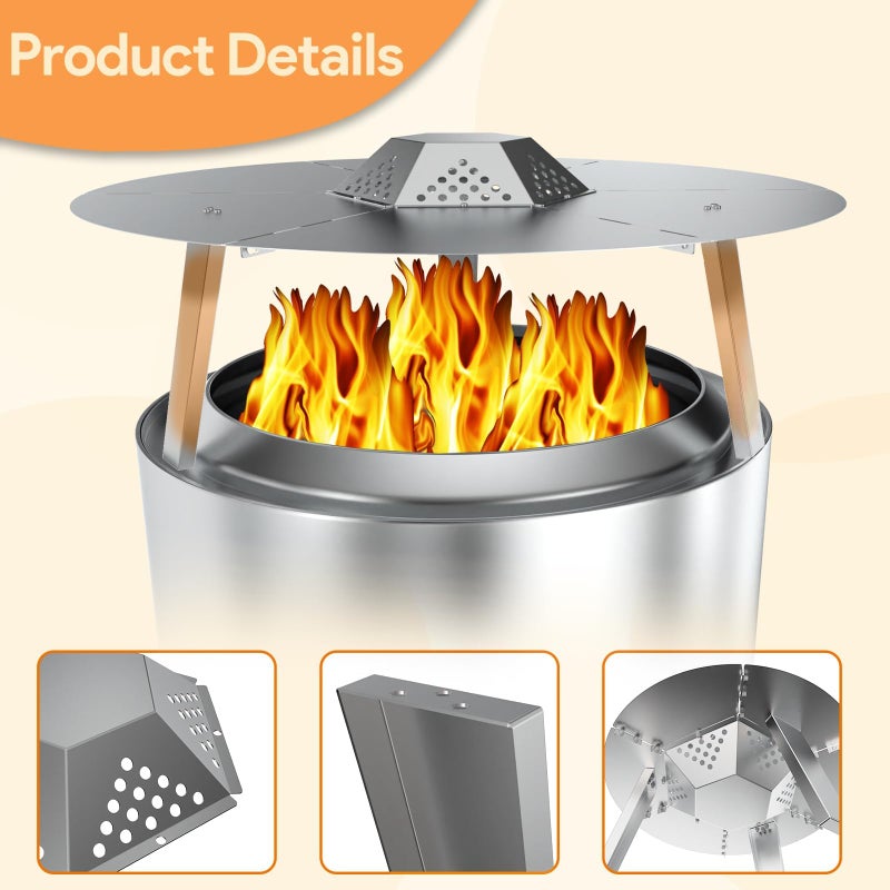 BQMAX FirePit Heat Deflector for Solo Stove Yukon 27", Portable Heat Diffuser with Carrying Handles for Solo Stove Yukon, 27 Inch Stainless Steel Heat Deflector for Solo Stove Yukon Accessory - Image 4