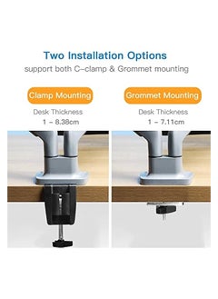 erorex Dual Monitor Mount Stand - Aluminum Gas Spring Monitor Desk Mount full Motion Adjustable Bracket for 2 13 to 32 Inch Computer Screen With Clamp, Grommet Base - Each Arm Hold up to 19.8 lbs,  - Image 4
