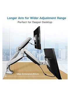 erorex Dual Monitor Mount Stand - Aluminum Gas Spring Monitor Desk Mount full Motion Adjustable Bracket for 2 13 to 32 Inch Computer Screen With Clamp, Grommet Base - Each Arm Hold up to 19.8 lbs,  - Image 2