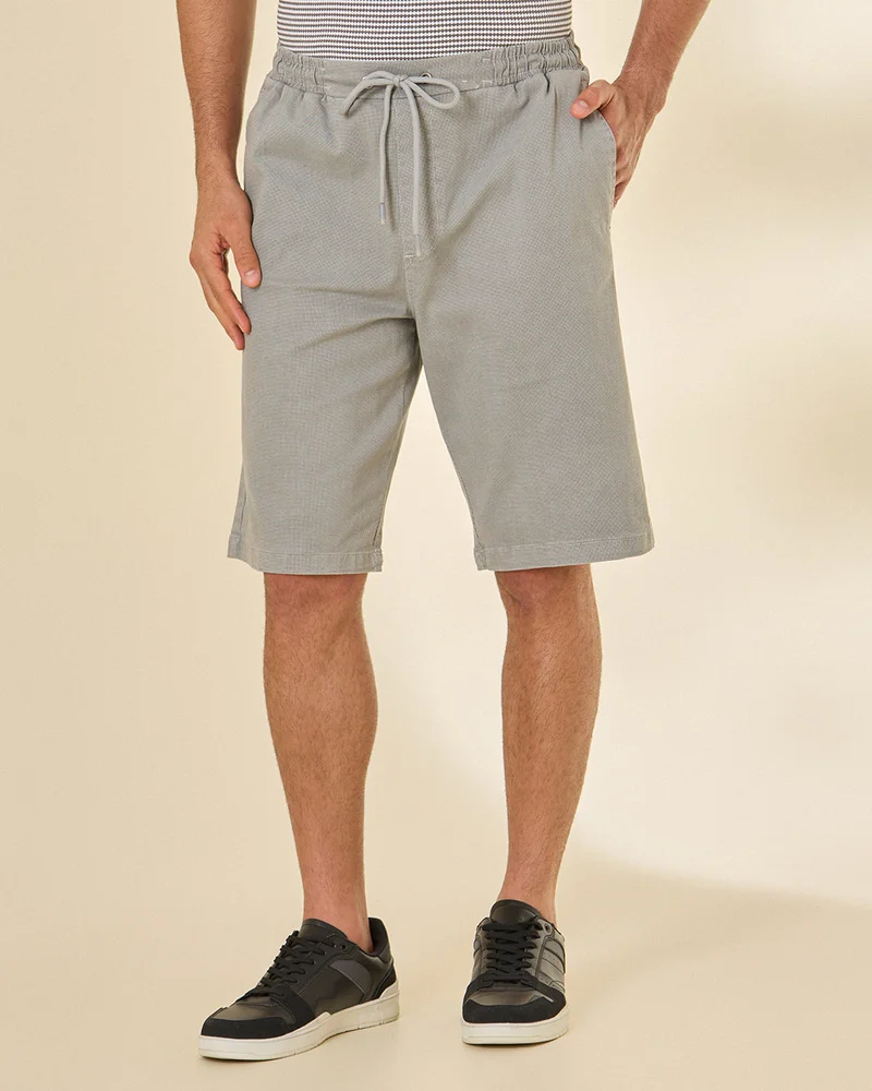 Redtag Men Grey Pull-On Shorts