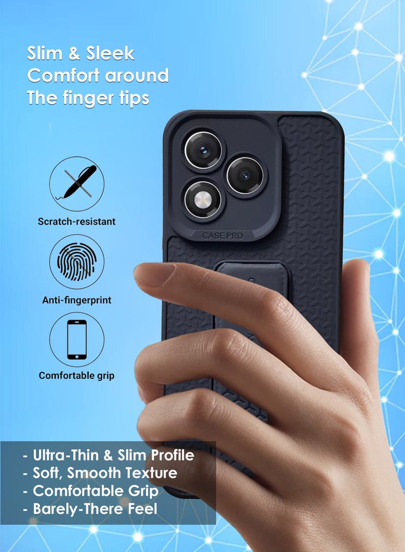 Honor 400 Lite Hand Grip Case Cover - Magnetic Hand Grip Holder & Kickstand - Strong Grip for Magnetic Car Holder, Stylish Silicone Case & Functional, Ultimate Convenience & Hands-Free Viewing - Black - Image 4