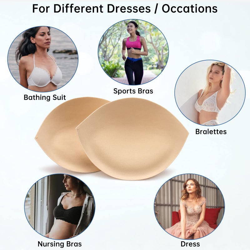 Nimiah Bra Pads Inserts Breast Enhancers - 2 Pairs Push up Swimsuit Cups to Add Instant Volume Fits C Cup| Removable Comfy Padding for Sport Bikini Bathing Suits - Image 3