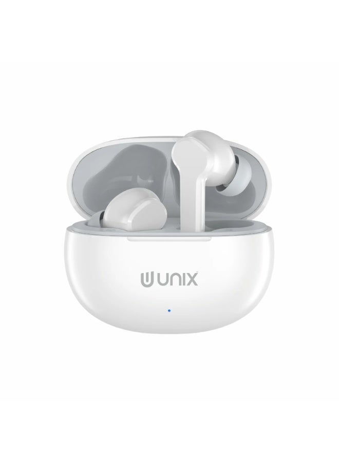 يونيكس سماعات الأذن اللاسلكية بالكامل UNIX Z9 | اتصال Bluetooth v5.4 مع 52 ساعة من التشغيل | تقنية AI ENC لإلغاء الضوضاء أثناء المكالمات | صوت Hi-Fi مع تحكم ذكي باللمس | شحن سريع Type-C | اللون أبيض. - Image 1