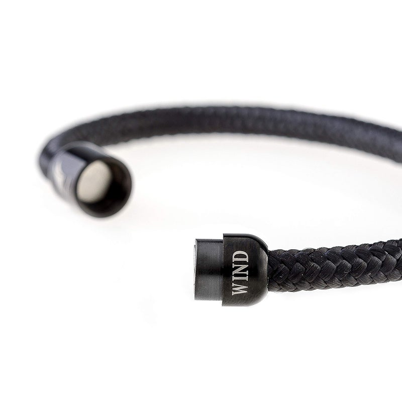 WIND PASSION - Paracord Bracelet for Men & Women | Nautical Bracelet Inspired by Sailor Sea Apparel | Handmade with Braided Rope and Magnetic Clasp | For Men and Women looking for a Sports, Athletic or Surf Style | Waterproof Resistant | Black Bracelet - Image 3