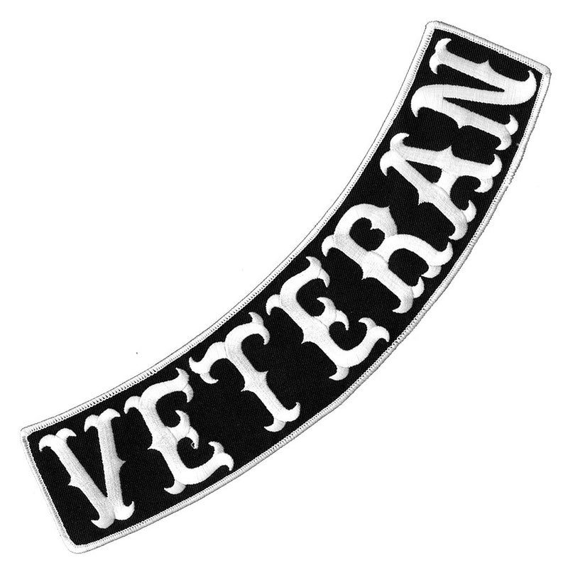 VEGASBEE Veteran Patch Embroidered IronOn Patch Jacket Rider Vest Rocker Size 12 XL USA BlackWhite Bottom