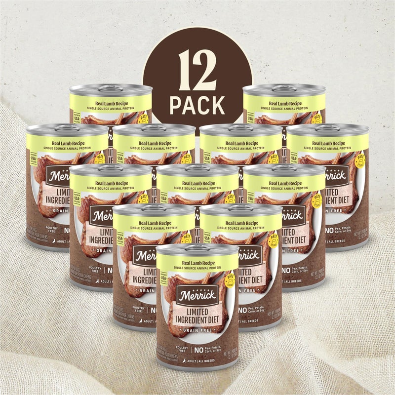 Merrick Limited Ingredient Diet Premium Grain Free Wet Dog Food, Healthy And Natural Poultry Free Canned Dog Food With Lamb - (Pack of 12) 12.7 oz. Cans - Image 4