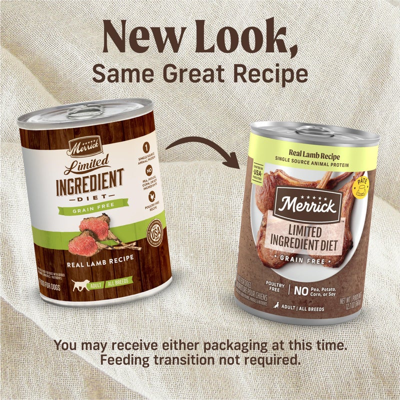 Merrick Limited Ingredient Diet Premium Grain Free Wet Dog Food, Healthy And Natural Poultry Free Canned Dog Food With Lamb - (Pack of 12) 12.7 oz. Cans - Image 2