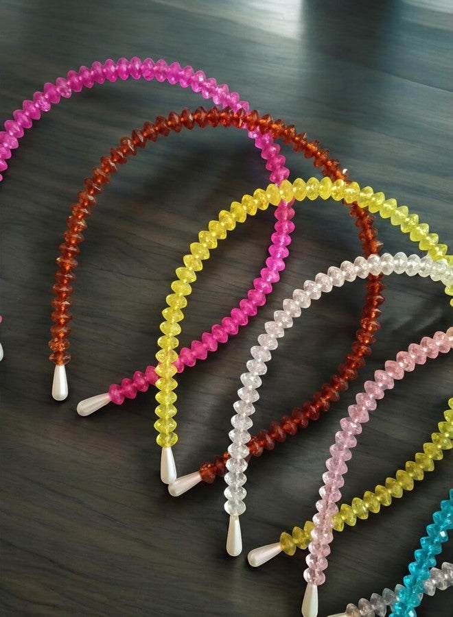 MPK PERFECT Rhinestone Crystal Beads Hairband Hoop Accessories for Women (Random Colors, Set of 6) - Image 2