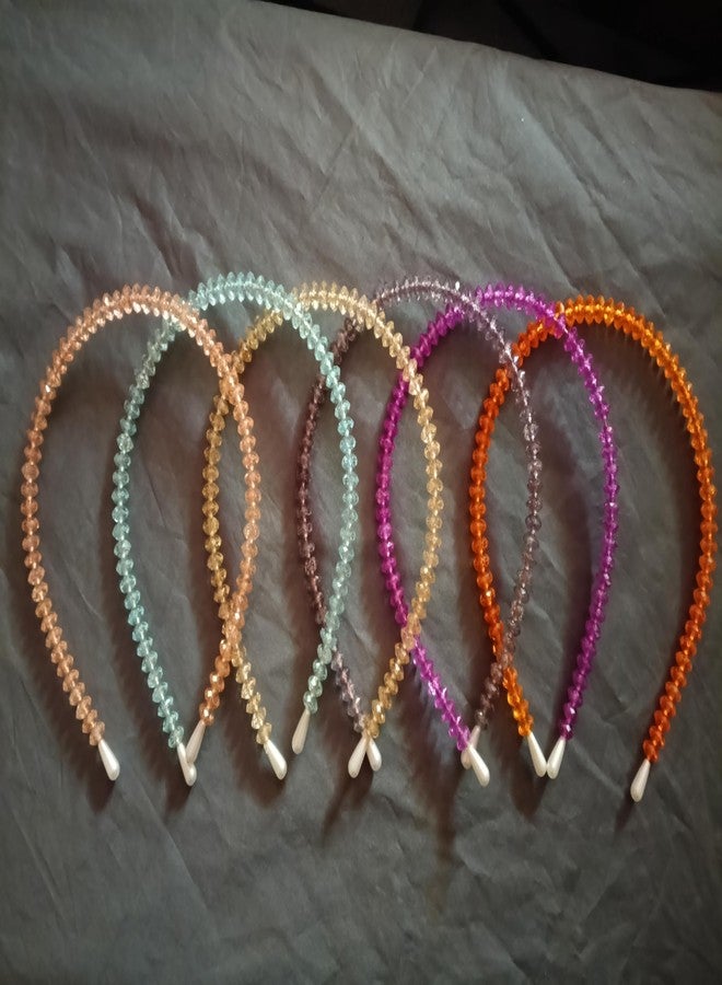 MPK PERFECT Rhinestone Crystal Beads Hairband Hoop Accessories for Women (Random Colors, Set of 6) - Image 5