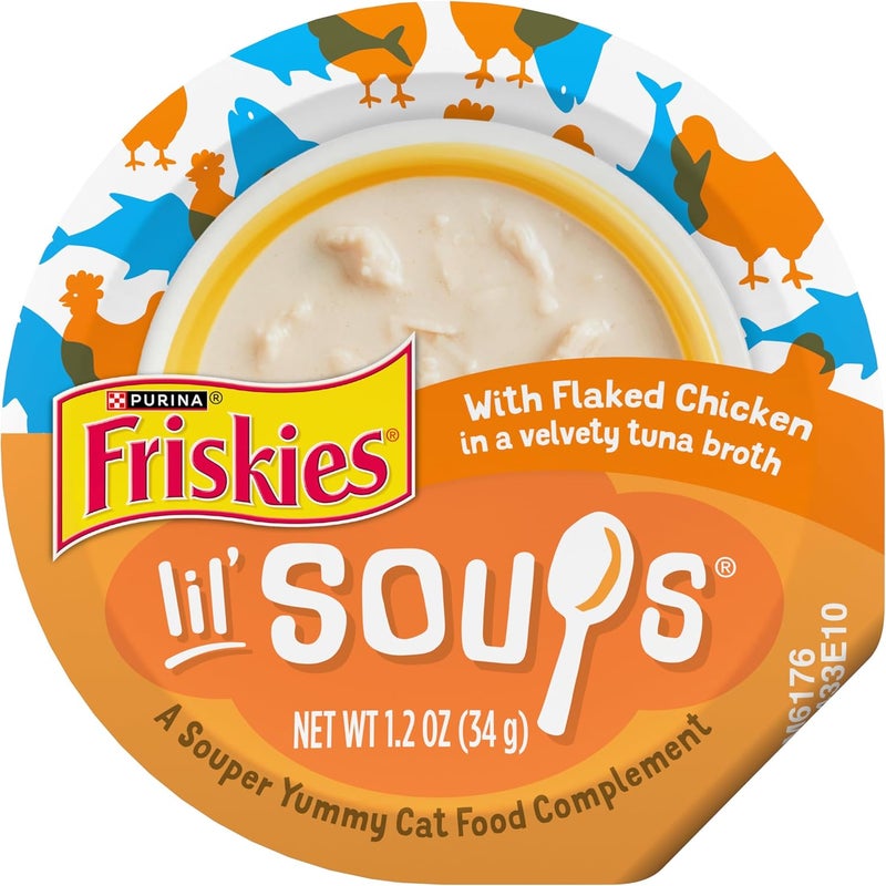 فريسكس برينا فريسكيز نيتشرال (Purina Friskies Natural)، طعام قطط رطب خالي من الحبوب، حلوى قطط قابلة للمضغ، نكهة دجاج مفتتة – (عبوة تحتوي على 8 علب، كل علبة بوزن 1.2 أوقية) - Image 1