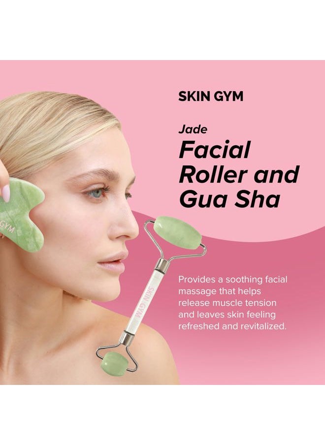 SKIN GYM Skin Gym Jade Facial Roller & Gua Sha Tool Workout Set, Revitalizing Skincare for Enhanced Glow & Smooth Skin  - Image 2