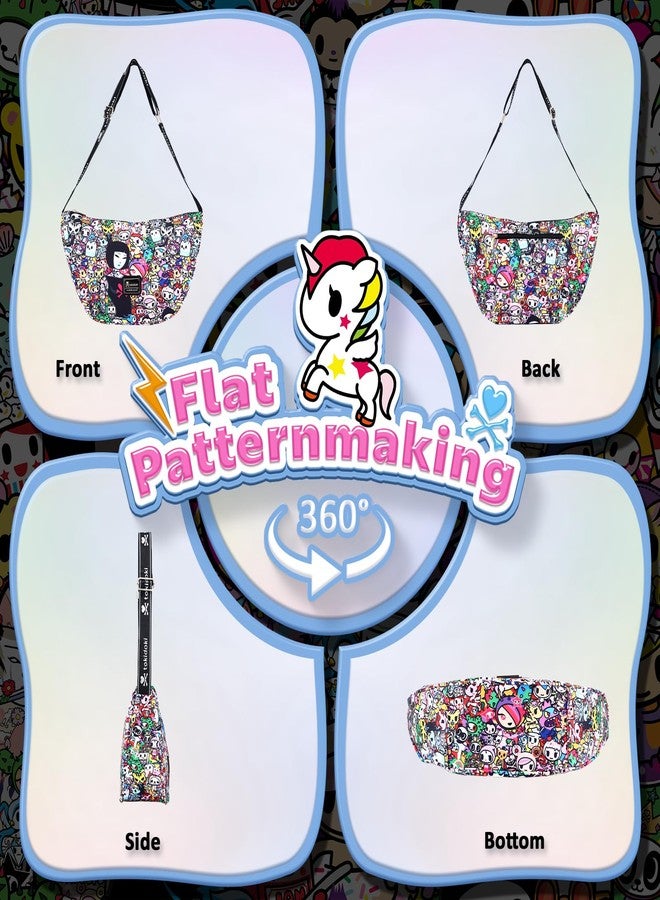Tokidoki حقيبة توكيدوكي هلالية للنساء حقيبة كتف مع حزام قابل للتعديل حقيبة يد كرتونية يونيكورن - Image 5