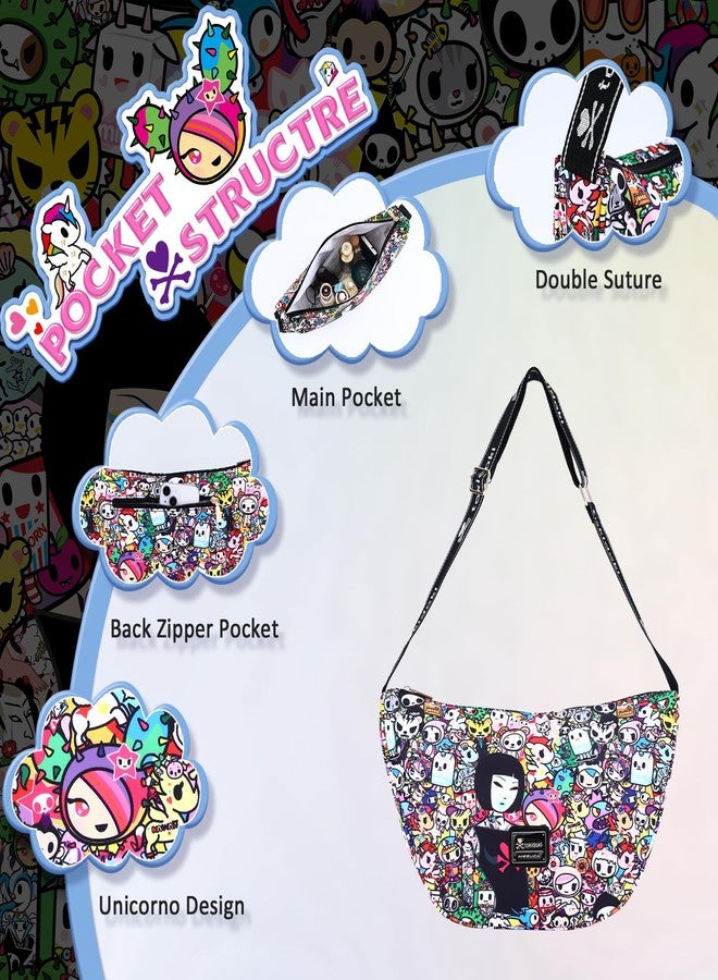 Tokidoki حقيبة توكيدوكي هلالية للنساء حقيبة كتف مع حزام قابل للتعديل حقيبة يد كرتونية يونيكورن - Image 4
