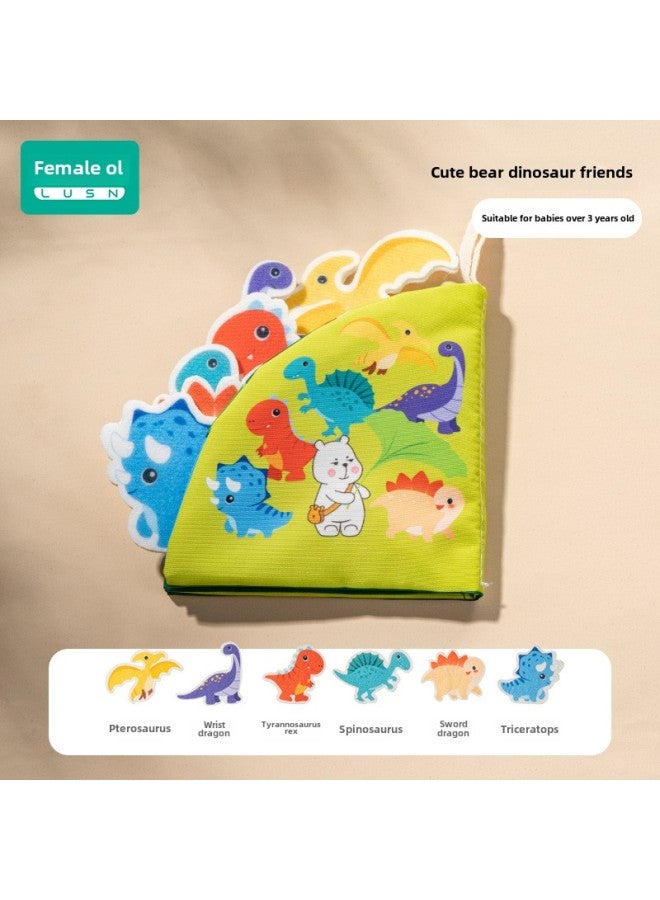 Rushan Cloth Book Early Education Baby Tearable Three-dimensional Hand Tearable Book Baby Cognitive Educational Toys-Color:Cute Bear Dinosaur Friend  - Image 1