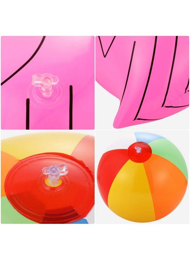 meekoo 6 Pieces Inflatable Palm Trees Jumbo Coconut Trees Pink Flamingos Colorful Beach Balls Rainbow Color Balls For Hawaii Beach Luau Party Backdrop Decoration  - Image 5