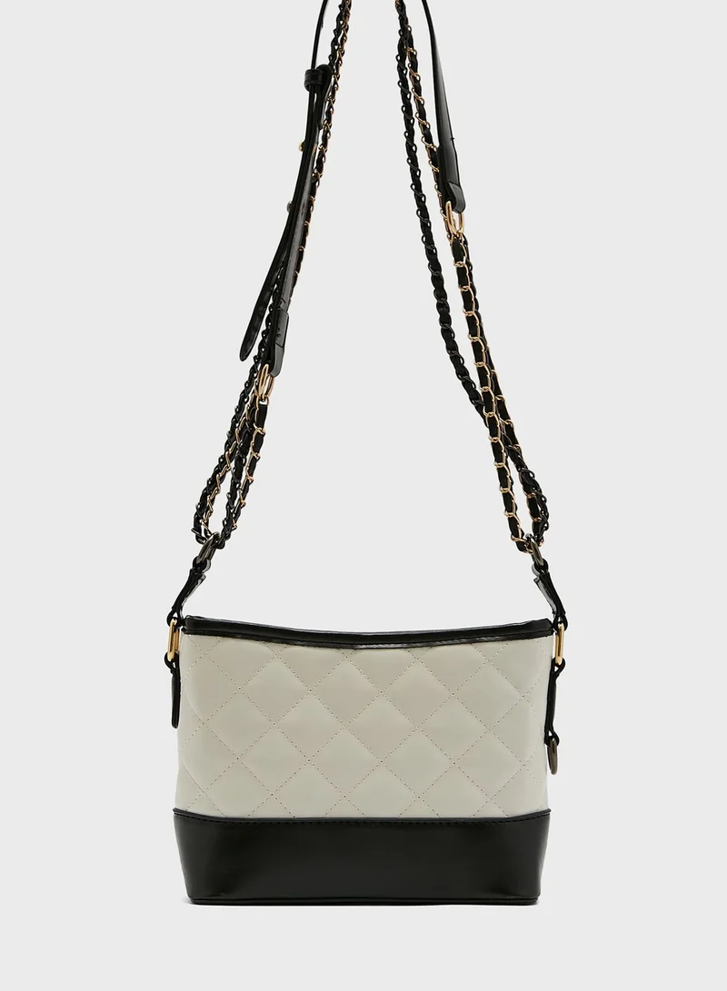 ELLA Monochrome Quilted Bucket Crossbody Bag