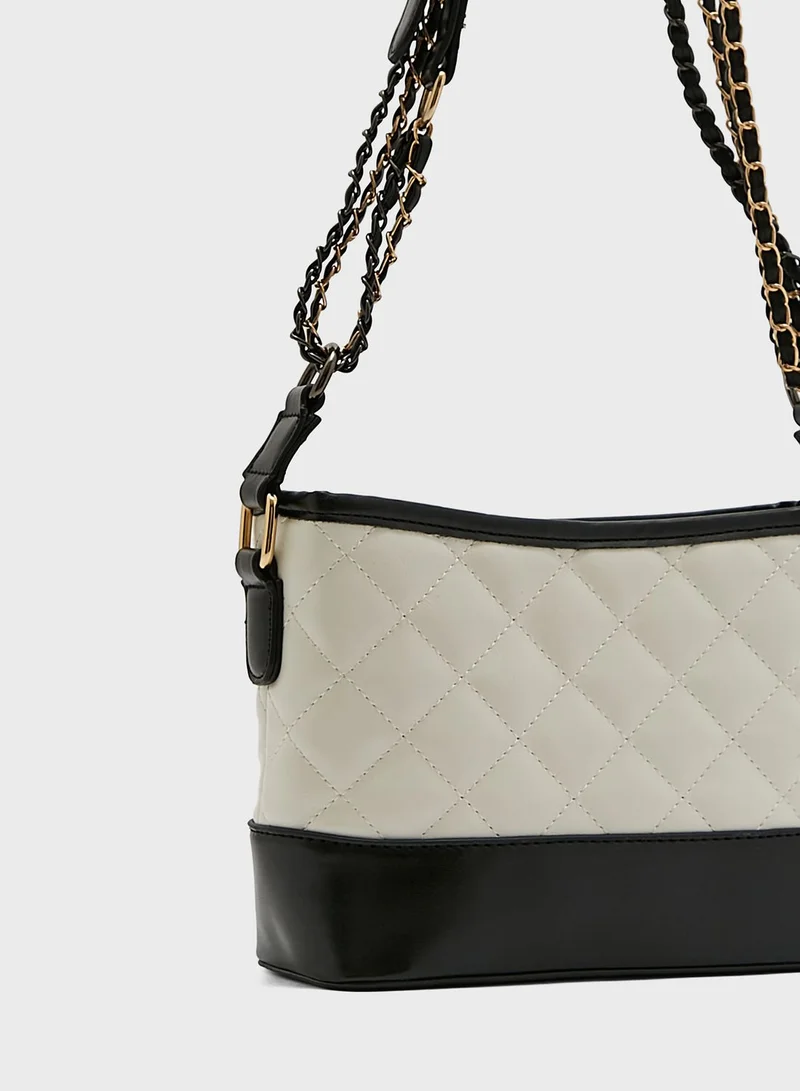 ELLA Monochrome Quilted Bucket Crossbody Bag
