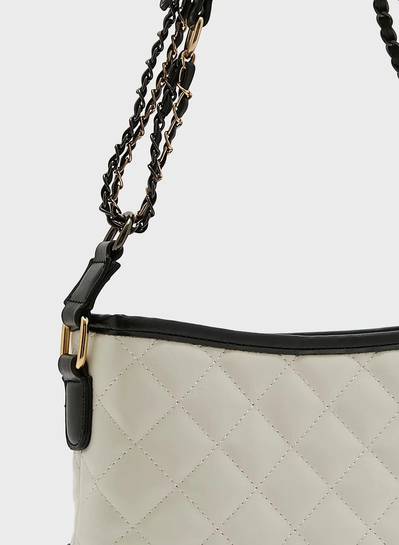 ELLA Monochrome Quilted Bucket Crossbody Bag