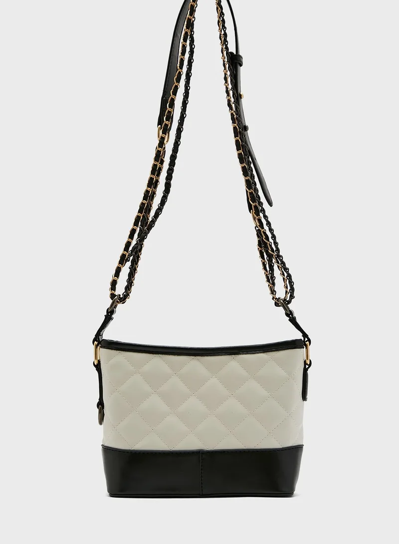 ELLA Monochrome Quilted Bucket Crossbody Bag