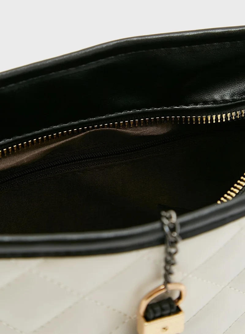 ELLA Monochrome Quilted Bucket Crossbody Bag