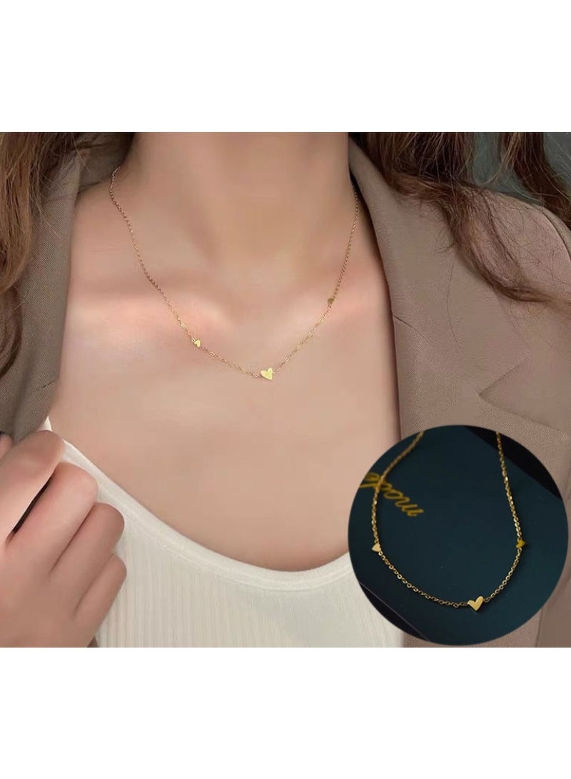 لاتين قلادة من الفولاذ التيتانيوم المطلي بالذهب عيار 14 قيراطًا للنساء، مجوهرات أنيقة للارتداء اليومي أو الهدايا ذات الطبقتين - Image 1